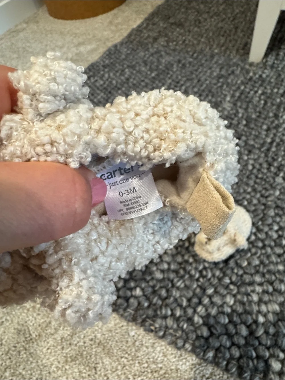 Baby Infant Cozy Cream Sherpa Baby Booties with Bear Ear Accents